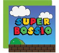 Cartes d'anniversaire pour patron - Super Bossio - Carte de joyeux anniversaire amusante pour Boss Manager de la part d'un employé, joyeux anniversaire, patron, cartes de vœux Boss 145 mm x 145 mm