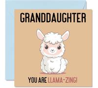Cartes d'anniversaire pour petite-fille - Lama-Zing - Carte d'anniversaire amusante pour petite-fille de la part des grands-parents, cadeaux d'anniversaire pour petite-fille, 145 mm x 145 mm, cartes