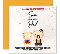 Cartes d'anniversaire spéciales pour fils - Carte d'anniversaire fantastique pour fils de la part d'un père, d'un fils, 145 mm x 145 mm - Cartes d'anniversaire sentimentales pour fils