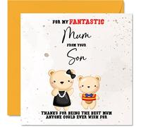 Cartes d'anniversaire spéciales pour maman - Fantasic Mum - Carte d'anniversaire pour maman de la part de son fils cadeaux d'anniversaire pour mère 145mm cartes de vœux sentimentales pour