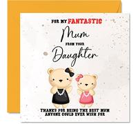 Cartes d'anniversaire spéciales pour maman - Fantasic Mum - Carte d'anniversaire pour maman de la part de sa fille cadeaux d'anniversaire pour mère 145mm cartes de vœux sentimentales pour