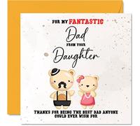 Cartes d'anniversaire spéciales pour papa - Fantasic Dad - Carte d'anniversaire pour papa de la part de sa fille, cadeau d'anniversaire de père, 145 mm x 145 mm, cartes de vœux sentimentales pour la