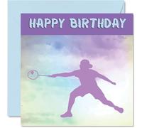 Cartes d'anniversaire sportives pour femmes et filles - Badminton Girls in Sport - Carte d'anniversaire de badminton pour amie, sœur, fille, nièce, coéquipière, 145 mm x 145 mm, cartes de vœux pour