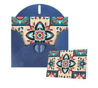 Cartes d'anniversaire Thinking of You avec enveloppes, motif à carreaux arabes indiens, cartes vierges pour toutes les occasions, carte de vœux d'anniversaire pour invitations de mariage