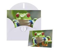 Cartes d'anniversaire Thinking of You avec enveloppes, motif grenouille aux yeux rouges, cartes vierges pour toutes les occasions, carte de vœux d'anniversaire pour invitations de mariage, cartes de