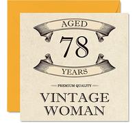 Cartes d'anniversaire vintage 78 ans pour femme - 78 ans - Carte d'anniversaire amusante pour maman, sœur, épouse, grand-mère, grand-mère, tante, 145 mm, carte de 78e anniversaire pour femme