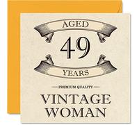 Stuff4 Cartes d'anniversaire vintage pour femme - 49 ans - Carte d'anniversaire amusante pour maman, sœur, épouse, petite amie, cousine, tante, 145 mm x 145 mm, carte de vœux pour femme, carte de 49e