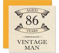 Cartes d'anniversaire vintage pour homme - 86 ans - Carte d'anniversaire amusante pour grand-père, père, mari, oncle, frère, grand-père, 145 mm x 145 mm, carte de vœux pour 86e anniversaire