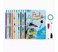 Cartes d'apprentissage compactes et effaçables - Jeu interactif pour trouver les différences pour salles de classe et groupes de jeu (difficulté 2)