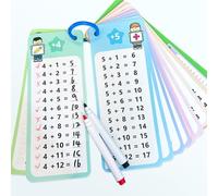 Cartes d'apprentissage de la ajout,15 Cartes de ajout avec 2 marqueurs effaçables,Jeu éducatif Amusant,Aide au calcul élève du Primaire,pour la Maison et la Salle de Classe Carte mémoire