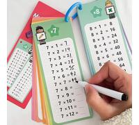 Cartes d'apprentissage de la Table de Multiplication,15 Cartes 1x1 avec marqueurs effaçables,Jeu éducatif Amusant,Aide au calcul élève du Primaire,pour la Maison et la Salle de Classe