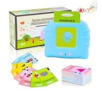 Cartes d'apprentissage parlantes italiennes standard, jouets éducatifs pour enfants de 1 à 6 ans, 112 feuilles 224 mots, jouets éducatifs acoustiques, jouets interactifs pour garçons et filles - Bleu