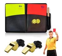 Cartes d'Arbitre de Football, 2 Métal Sifflet Arbitre, Cartons Jaune et Rouge Carton Arbitre Set Carton Arbitre Kit avec Carte d‘Arbitrage pour le pour football, basket-ball, sports scolaires