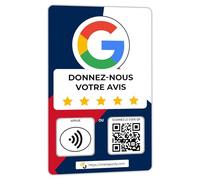 Cartes d'avis françaises par One Tap Only - NFC & QR Smart Tap - Compatible avec tous les téléphones - Avis instantanés sur les entreprises - Carte d'avis sans contact réutilisable - Boostez les notes