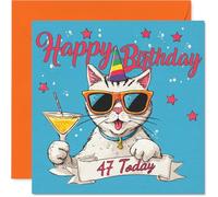 Cartes de 47e anniversaire pour homme et femme - Fête de la sagesse - Carte d'anniversaire pour homme, femme, sœur, fille, papa, frère, 145 mm