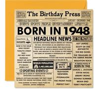 Cartes de 76e anniversaire pour homme et femme - Journal Born In 1948 - Carte d'anniversaire pour grand-père, grand-mère, grand-mère, grand-mère, vintage rétro en 1948, 145 mm x 145 mm, cartes de vœux