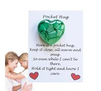 Cartes de câlin coeur de poche,Coeur d'étreinte de poche - Cartes de saint avec pierre en forme de coeur,Souvenirs de pierre d'amour de Saint pour l'anniversaire inspirant des adultes