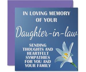 Cartes de condoléances - Carte de condoléances « In Loving Memory of Your Daughter in law » - Cartes de condoléances « In Loving Memory of Your Daughter in law » - Cartes de vœux de condoléances pour