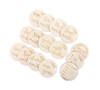 Cartes de Croissance en Bois Bébé, Lot de 15 Set de Set de Pièces, Beige