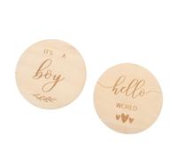 Cartes de Croissance en Bois Rondes 2 Pièces pour Garçon Fille | Motif Lettres, Format Compact, pour Souvenirs Partagés, Albums de Naissance et Photos Simples