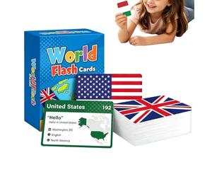 Cartes de drapeau du monde - de cartes éducatives éducatives - de | Cartes Drapeaux du Monde pour l'école, Jeu éducatif géographique | Boîte colorée pour mémoire, pays, capitales