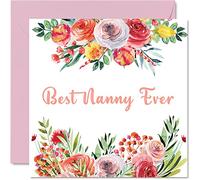 Stuff4 Cartes de fête des mères pour grand-mère - Meilleure nounou - Belle carte d'anniversaire de la part de petite-fille, petit-fils, 145 mm, cartes de vœux pour la fête des mères pour grand-mère
