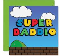 Cartes de fête des pères pour papa - Super Daddio - Carte d'anniversaire pour papa de la part de sa fille, fils, enfant, tout-petit, 1ère fête des pères, jeu vidéo 145 mm, cartes de vœux amusantes et