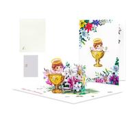 Cartes de fête prénatale 3D à rabat, avec motifs d'anges et de fleurs, cadeau pour le souvenir du baptême pour parrain, enfants, famille, amis