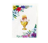 Cartes de fête prénatale 3D - Avec motifs d' et de fleurs - Cadeau de souvenir de baptême pour parrain, , famille, amis