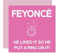 Cartes de fiançailles amusantes pour couples - Feyonce Put A Ring On It - Carte de félicitations pour fiançailles, blague, félicitations, 145 mm x 145 mm, cartes de vœux de mariage pour fiancé