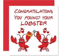 Cartes de fiançailles pour couples - You Found Your Lobster - Cadeau de félicitations, de fiançailles, de félicitations, de bien fait, carte de vœux de mariage 145 mm x 145 mm pour mariage, fiancée