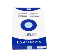 Exacompta Fiches bristol Réf. 13318B – A5 (148×210 mm) – étui 100 unies non perforées azur