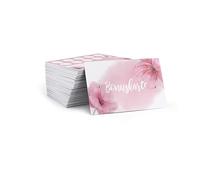 Cartes de fidélité vierges à remplir, fleurs roses (100 unités) cartes de tampon avec espace pour les noms de clients et tampons d'entreprise, cartes avec motifs modernes