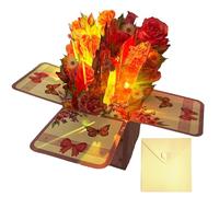 CARTES DE FLOORE DE PARTIE PROPRE, CARTES POUQUET POP UP - Journée de fleurs de la fête des mères Bouquet 3D - Lumières, musique et remerciements avec carte blanche et enveloppe pour maman, femme