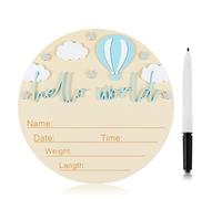 Cartes de jalon en bois pour bébé avec stylo Hello World Baby - Panneau d'annonce - Décoration pour les futurs parents enceintes - Décoration de chambre d'enfant - Accessoire photo