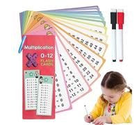 Cartes de jeu de multiplication - 15 cartes d'aide à l'apprentissage à domicile, cartes d'étude d'équations mathématiques avec stylos effaçables à sec pour le développement des compétences et la