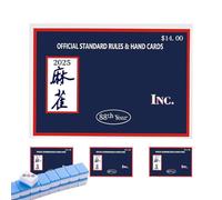 Cartes de Mahjong 2025 | Cartes de la Ligue nationale de Mahjong - Jeu de ligue de tournoi portable 4 pièces en grand format pour voyage, apprentissage, maison, réunions de famille