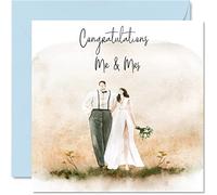 Cartes de mariage pour les mariés - Félicitations Mr & Mrs - Cartes de félicitations pour mariage - Carte de félicitations, félicitations Well Done Just Marriage, 145 mm x 145 mm