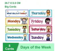 Cartes de mots en anglais des jours de la semaine pour enfants de 3 à 8 ans, décorations de tableau de classe, en-têtes éducatifs, fournitures scolaires d'apprentissage, pour écoliers, papeterie, four
