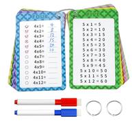 Cartes de multiplication 0 à 12, 13 cartes de multiplication mathématiques, jeu de mathématiques, cartes flash de multiplication avec 2 marqueurs effaçables à sec et 2 anneaux pour la 1ère à 3e année