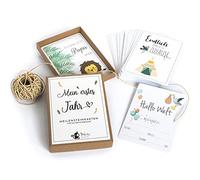 Cartes de naissance pour bébé garçon et fille, cadeau de naissance pour futurs parents. Avec 40 cartes, maman + papa peuvent capturer les étapes de la première année de bébé + partager leur bonheur