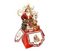 Cartes de Noël 3D avec enveloppes - Cartes de vœux de Noël 3D | 4 couches avec arbres de rennes du Père Noël et salutations saisonnières, billet de vacances avec enveloppes, pour amis