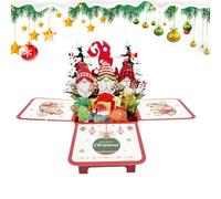 Cartes de Noël 3D Carte postale 3D gnome des fêtes avec lumière et musique | Message De Vœux Pour Arbre De Noël Pour et adultes fête d'hiver décoration maison bureau affichage sur une table à
