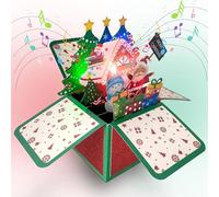 Cartes de Noël 3D pop-up avec lumière et musique, Père Noël, cheminée, carte de vœux de Noël avec enveloppe, cartes de Noël pour membres de la famille, épouses, maris, mamans (Weihnachtsmann)
