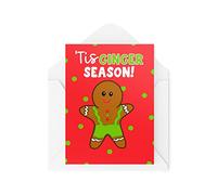 Cartes de Noël amusantes | Tis Ginger Season | Bonhomme en pain d'épices | Cadeau de Noël | Blague de plaisanterie amusante | CBH1390