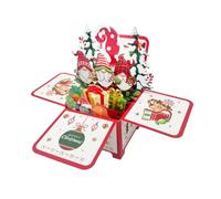 Cartes de Noël Carte postale 3D gnome des fêtes avec lumière et musique | Message De Vœux Pour Arbre De Noël Pour et adultes fête d'hiver décoration maison bureau affichage sur une table à