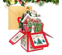 Cartes de Noël et enveloppes Enveloppe réutilisable 3D pour une scène | Carte pop-up sapin de Noël à ouvrir Pour , , , couples, petite amie, réunion à la maison, UN