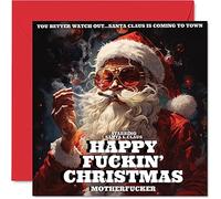Cartes de Noël grossières pour homme et femme - Happy F**ckin Christmas - Carte de Noël pour sœur, frère, cousin, Bestie, collègue de travail, 145 mm x 145 mm