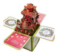 Cartes de Noël pop-up 3D 7x7 avec lumières, cartes de vœux joyeux Noël avec boîte