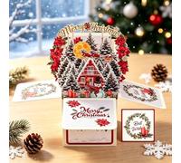 Cartes de Noël pop-up 3D, carte cadeau de Noël unique pliée, arbre blanc | Carte cadeau de Noël pliée unique avec enveloppes autocollantes pour vœux de vacances, excellent cadeau pour les amis